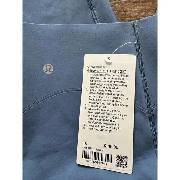 Lululemon Glow Up Tight High Rise 28” Washed Denim Size 10 NWT